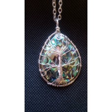 Tree of Life Abalone Shell Wire Wrapped pendant / necklace