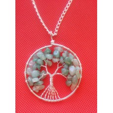 Tree of Life Crystal Gem Pendant / Green Aventurine