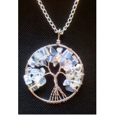 Tree of Life Crystal Gem Pendant / Clear Quartz crystals