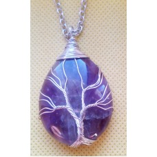 Tree of Life Crystal Gem Pendant / Necklace - Amethyst