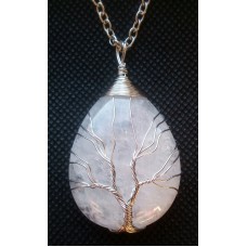 Tree of Life Crystal Gem Pendant / Necklace - Crystal Clear Quartz